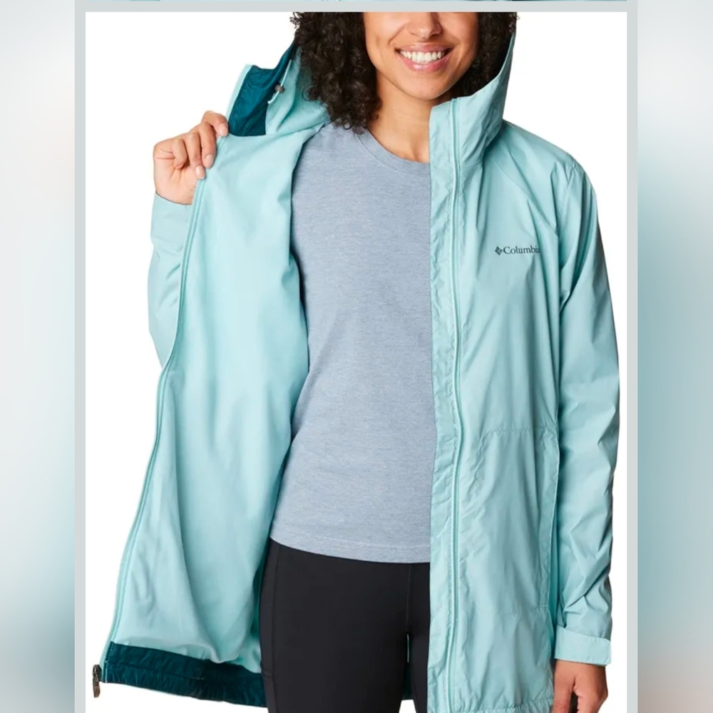 Columbia Women's Light Tiffany Blue Rain Jacket